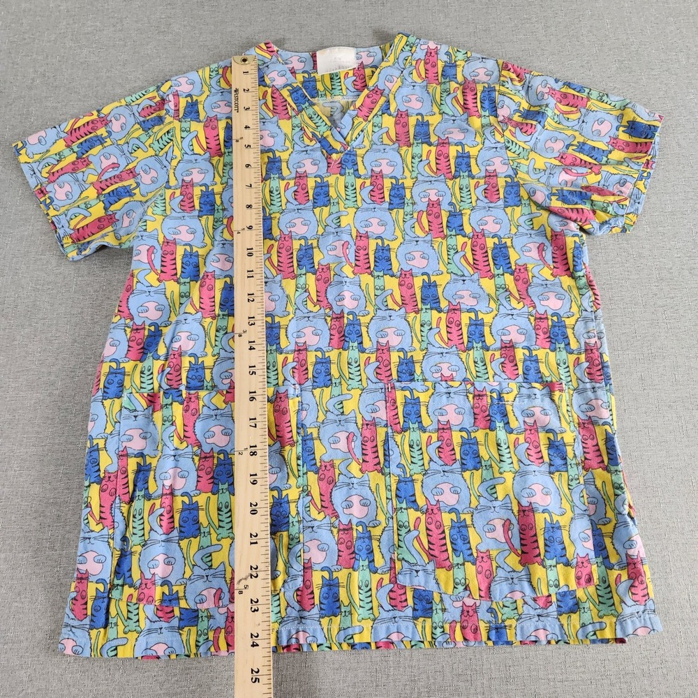 Lot 4 Women Scrub Tops Landau Peaches UA Scrubs Animal Print XS S Dog Cat Bunny - Picture 12 of 13
